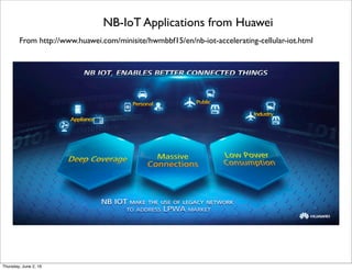 From http://www.huawei.com/minisite/hwmbbf15/en/nb-iot-accelerating-cellular-iot.html
NB-IoT Applications from Huawei
Thursday, July 21, 16
 