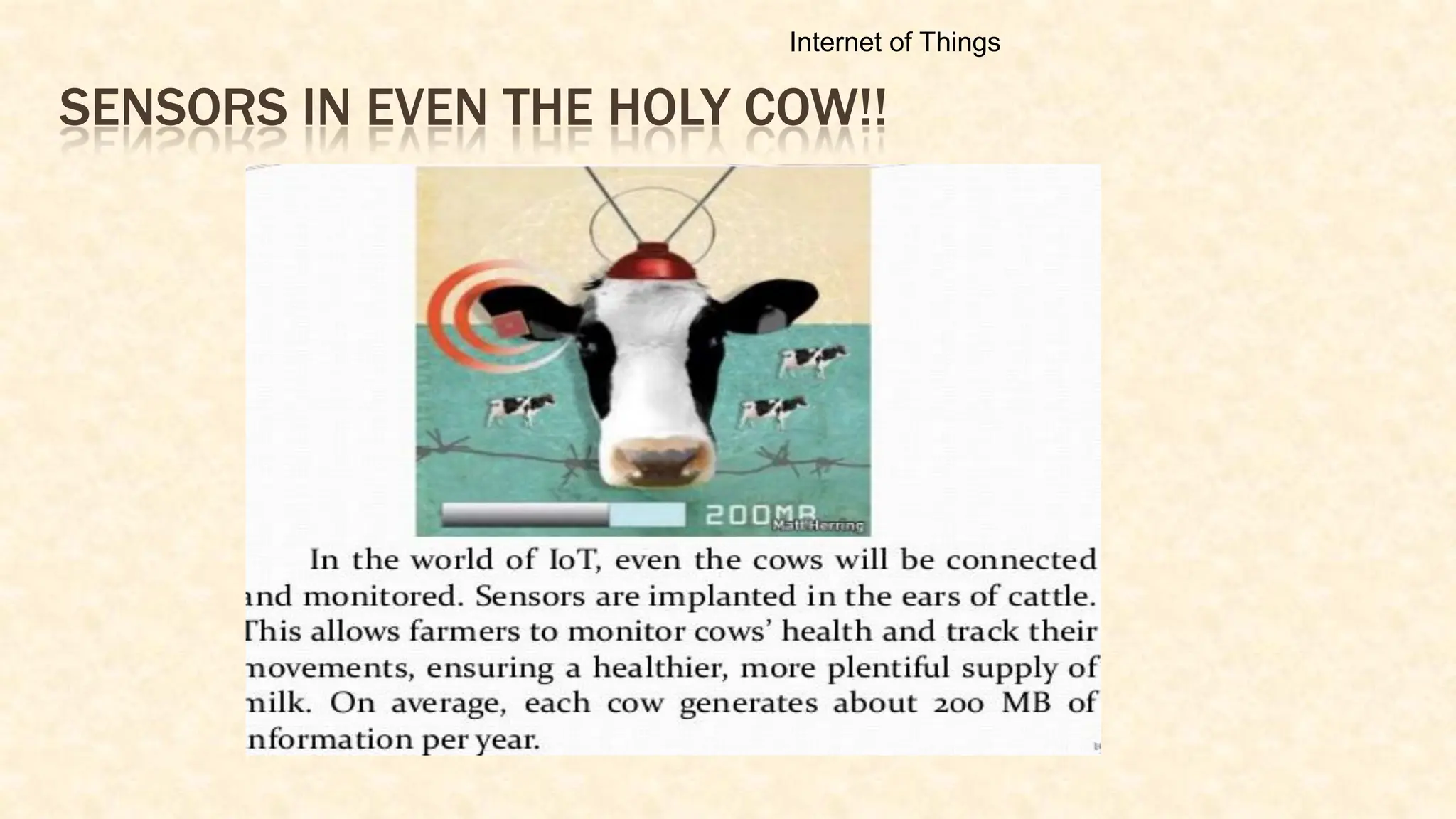 SENSORS IN EVEN THE HOLY COW!!
Internet of Things
 