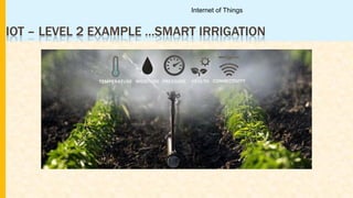 IOT – LEVEL 2 EXAMPLE …SMART IRRIGATION
Internet of Things
 