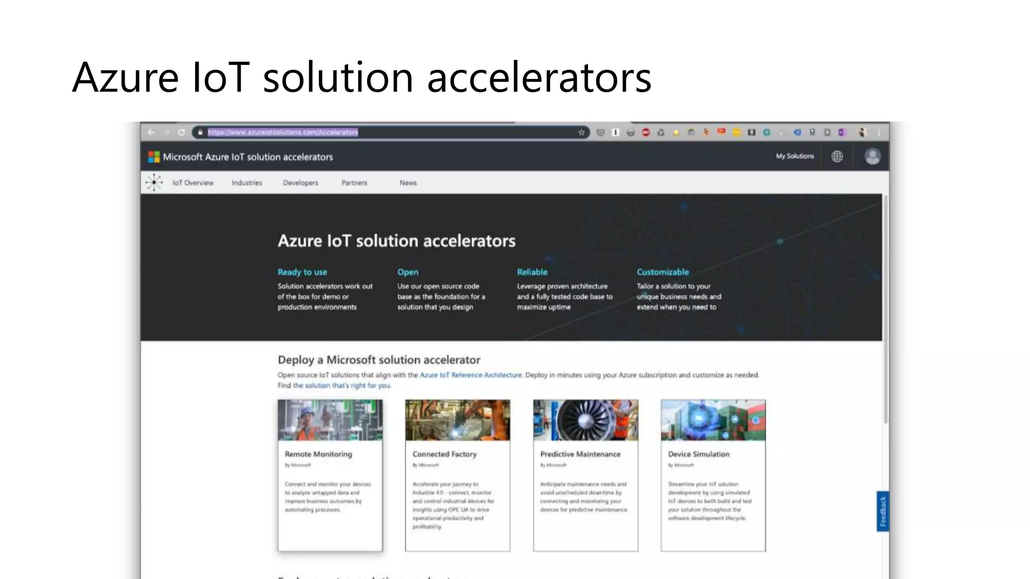 Azure IoT solution accelerators
 