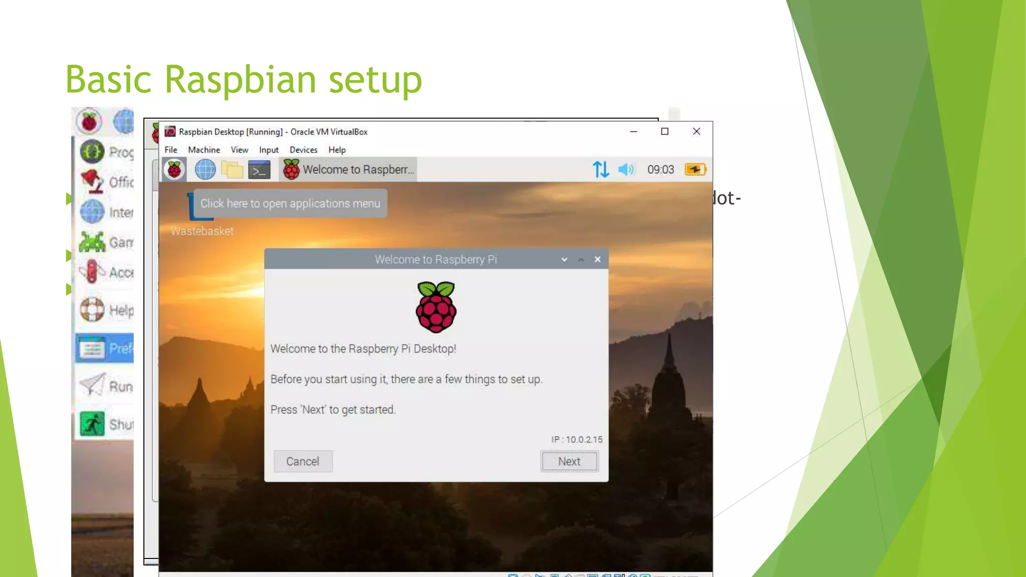 Basic Raspbian setup
 Install .Net 5 https://www.petecodes.co.uk/install-and-use-microsoft-dot-
net-5-with-the-raspberry-pi/
 Install VS Code
 Security settings
 