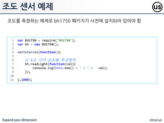 Expand your dimension circul.us
I2C 디바이스 확인
$ ls –l /dev/i2c*
i2c-1 에 연결된 디바이스 채널 정보 확인
$ sudo i2cdetect –y 1
I2C 동작 확인
 