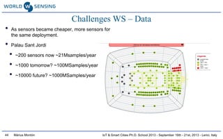 IoT & Smart Cities Ph.D. School 2013 - September 16th - 21st, 2013 - Lerici, ItalyMàrius Montón44
Challenges WS – Data
• A...