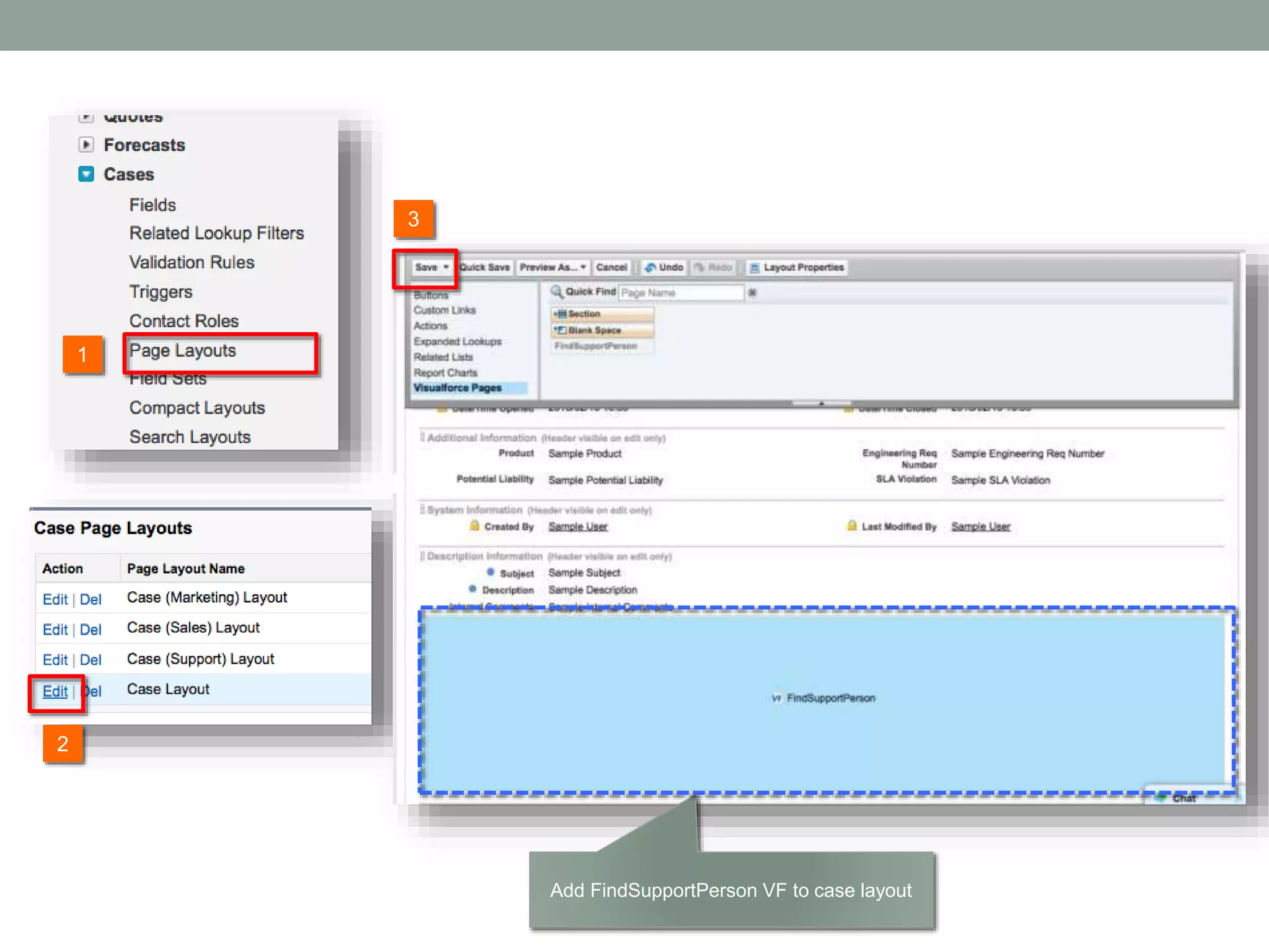 2 1 3 Add FindSupportPerson VF to case layout 
