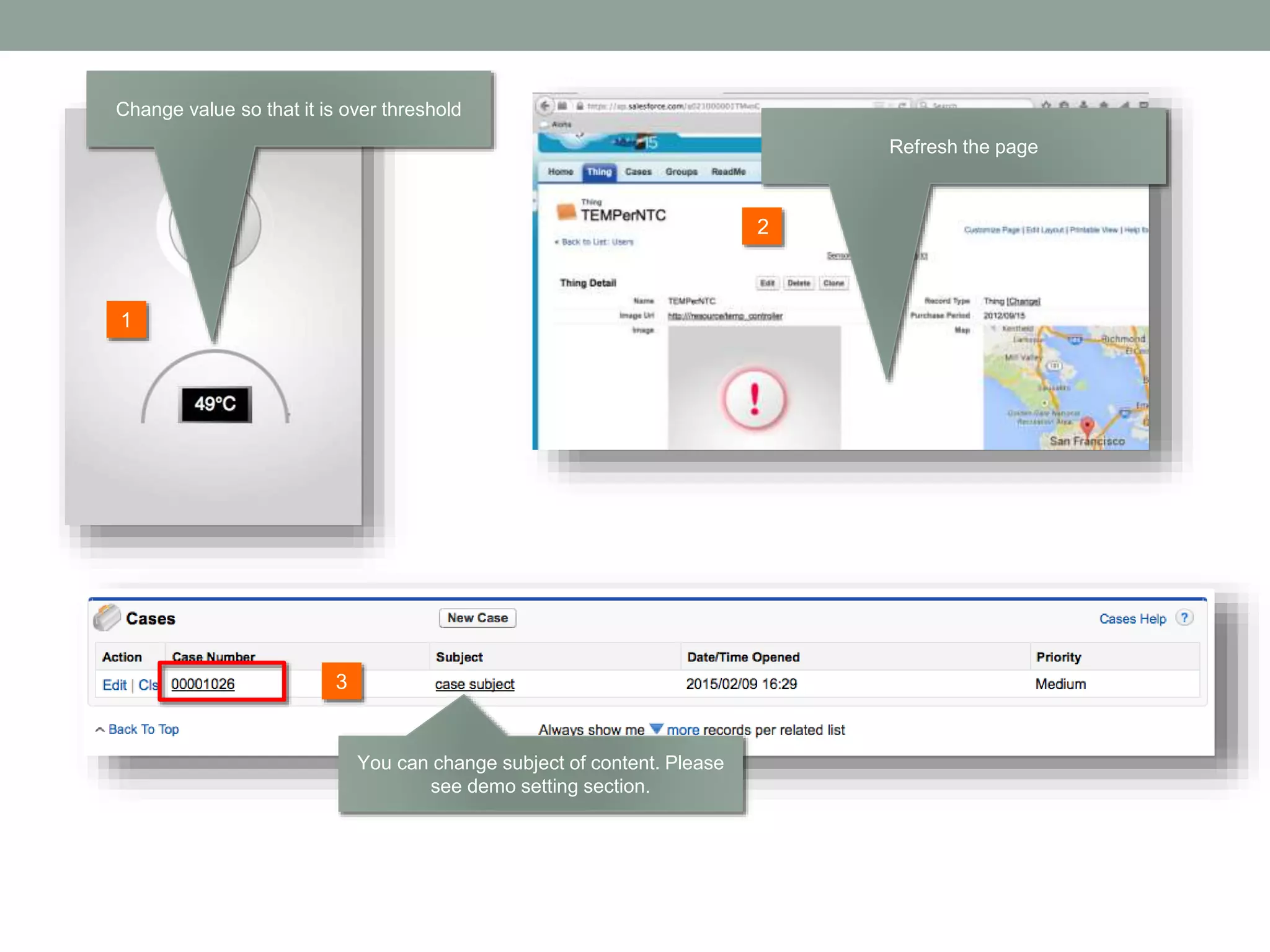 2 1 3 Change value so that it is over threshold Refresh the page You can change subject of content. Please see demo setting section. 