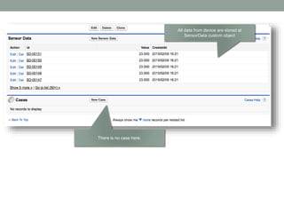 All data from device are stored at
SensorData custom object
There is no case here.
 