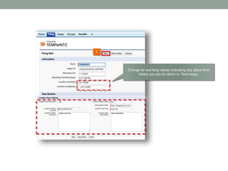 1
Change lat and long values indicating any place from
where you are for demo to 10mil away.
 