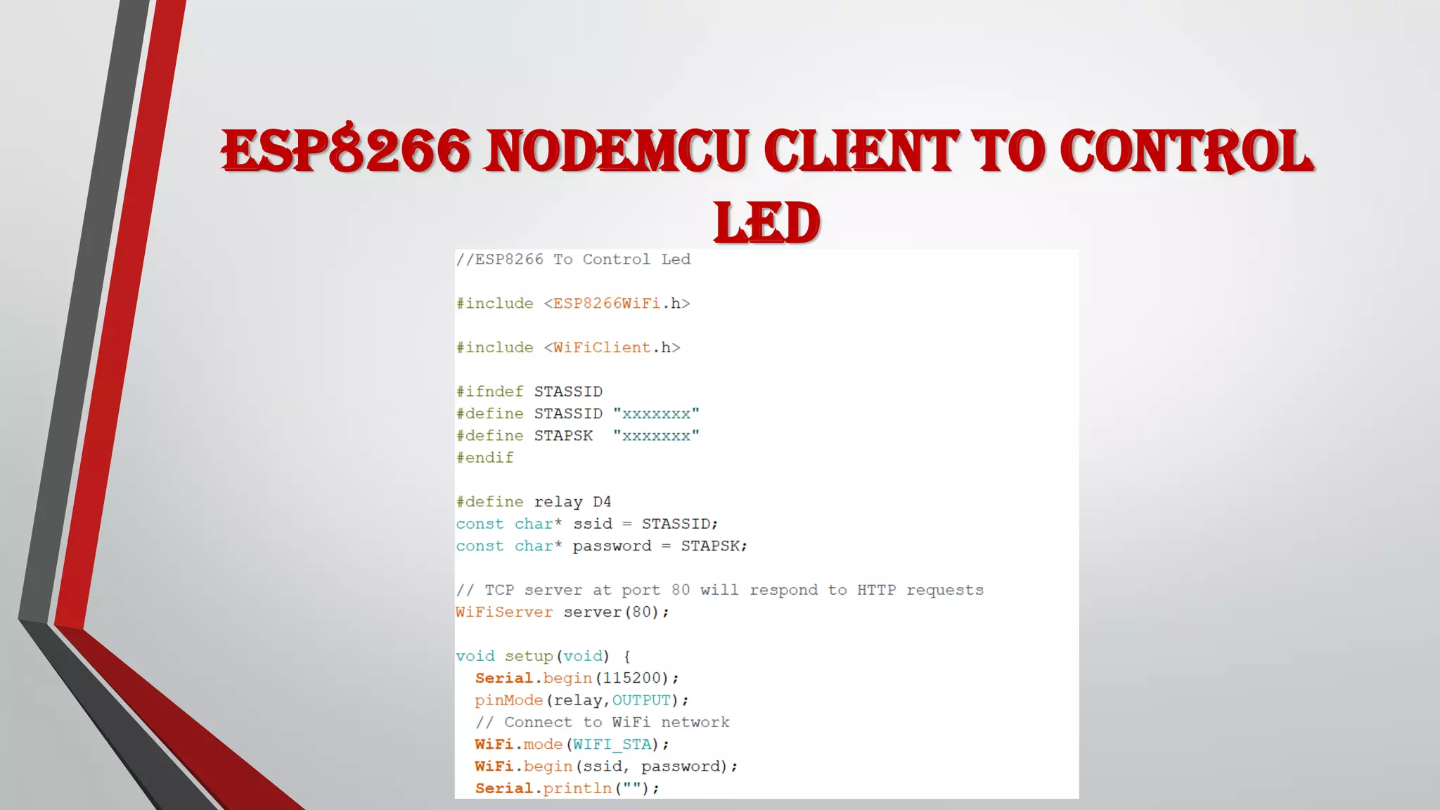 ESP8266 NodeMCU client to control led
