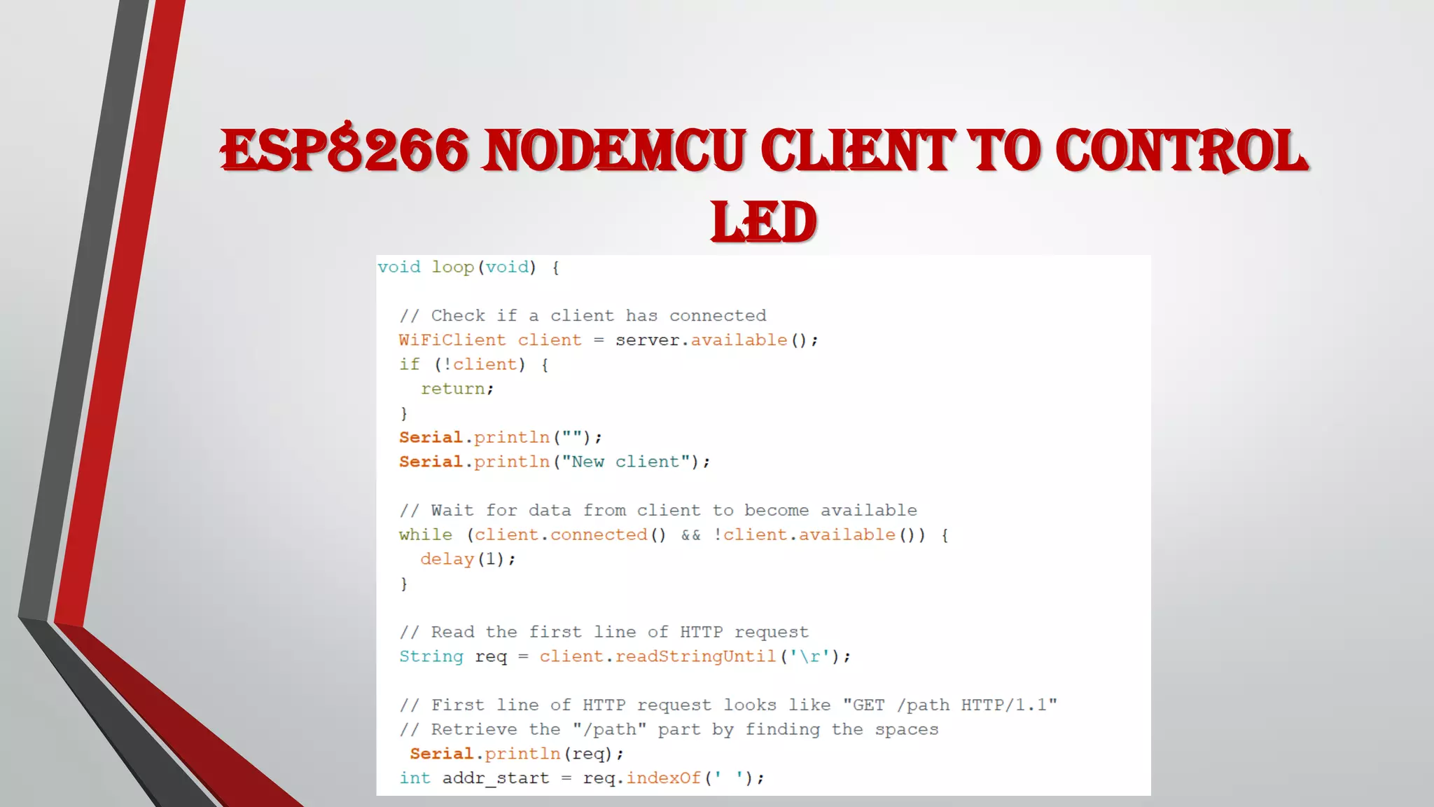 ESP8266 NodeMCU client to control led