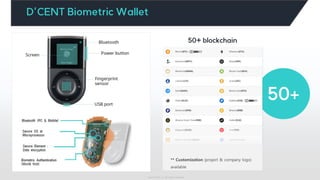 Iotrust 2022 ⓒ All rights reserved
D’CENT Biometric Wallet
50+
50+ blockchain
Support
** Customization (project & company logo)
available
 