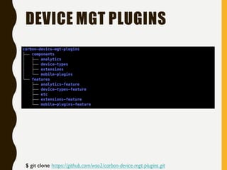DEVICE MGT PLUGINS
$ git clone https://github.com/wso2/carbon-device-mgt-plugins.git
 