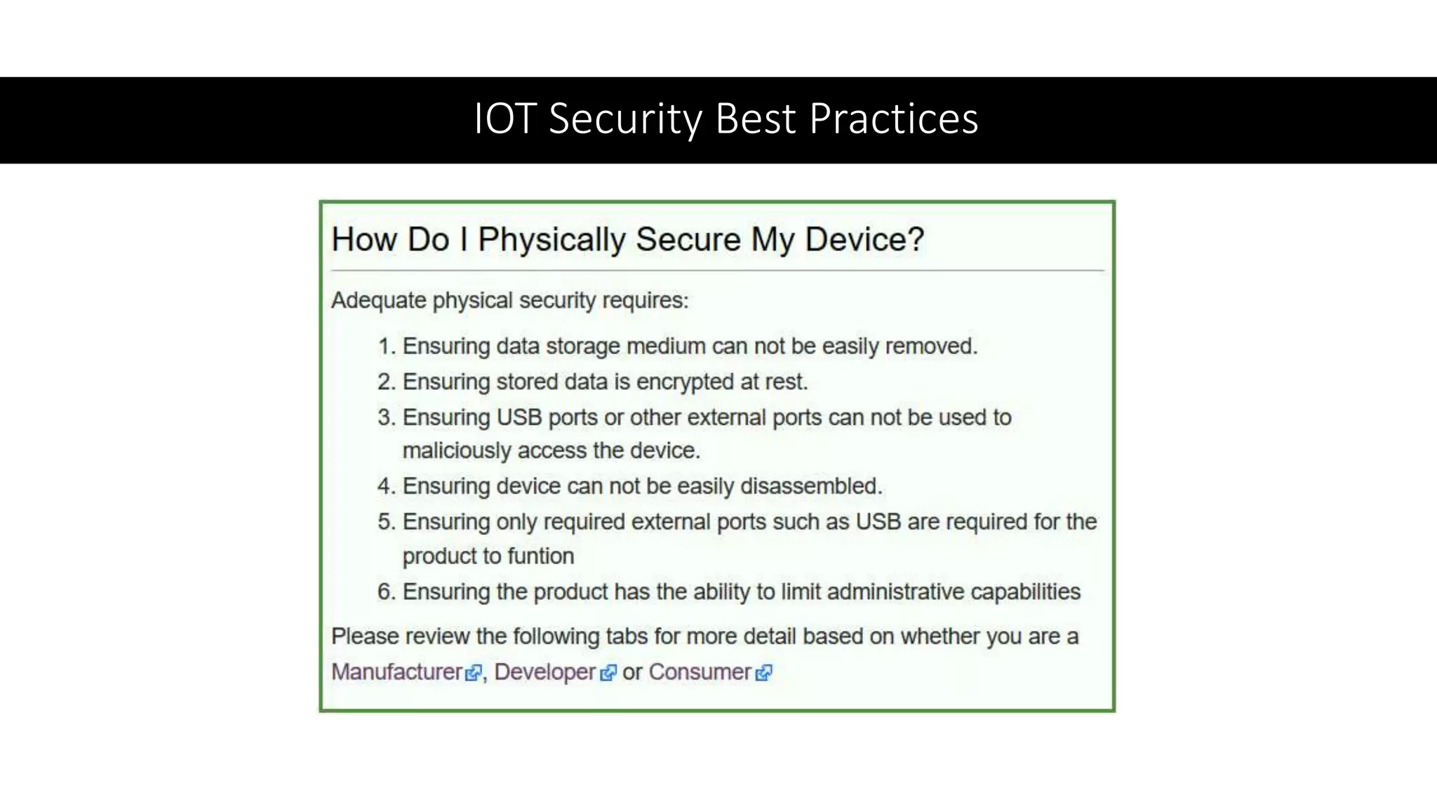 IOT Security Best Practices
 