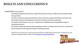 RESULTS AND CONCLUSIONS II
ShoBEVODSDT can be useful for
(1) individual organizations to determine whether their data sou...