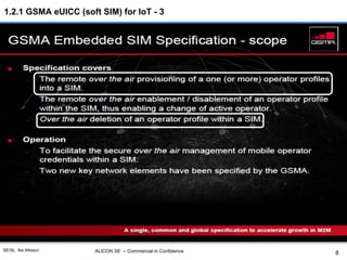 ALICON SE – Commercial in ConfidenceSE/SL Ike Alisson
1.2.1 GSMA eUICC (soft SIM) for IoT - 3
8
 