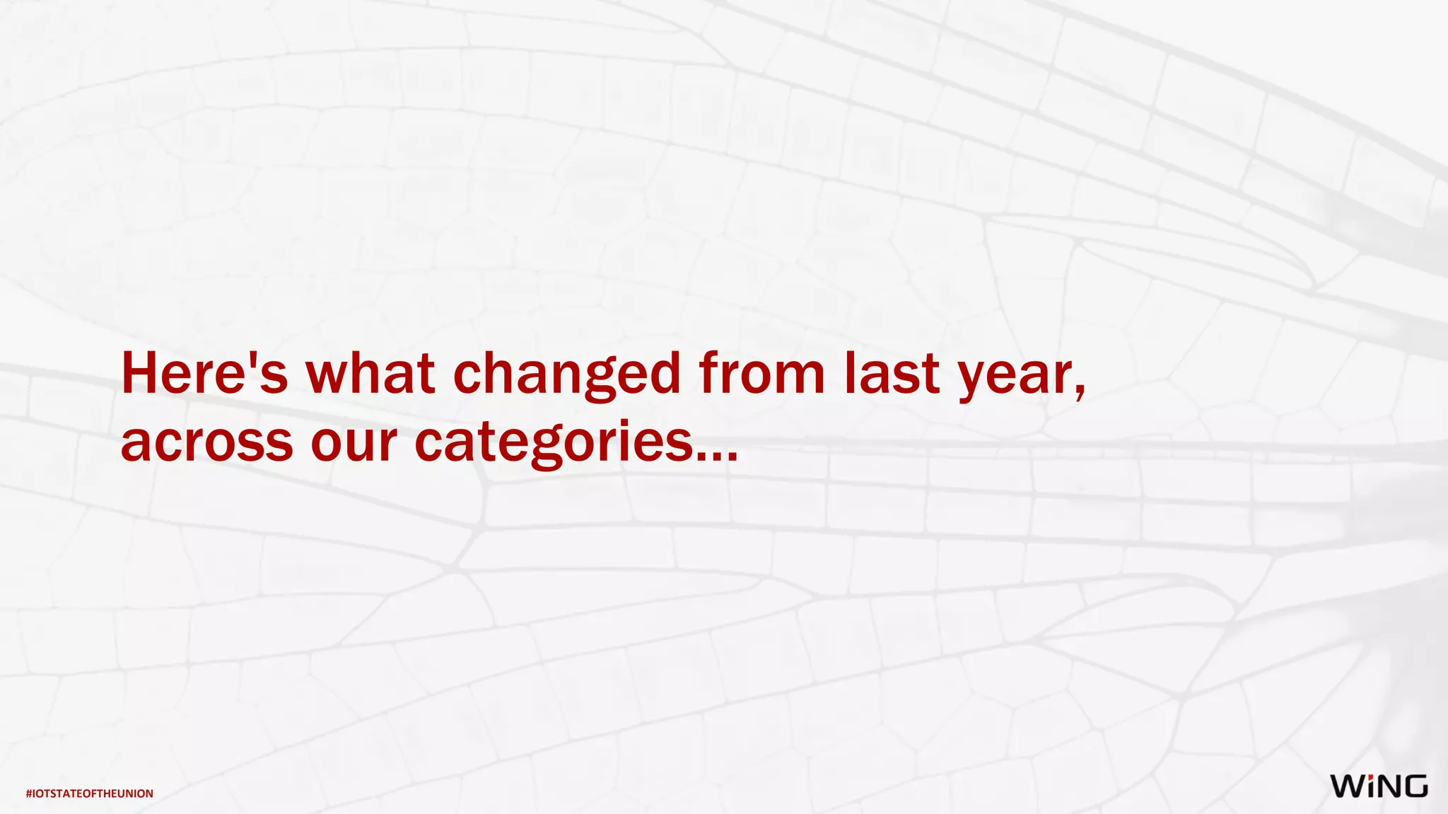 #IOTSTATEOFTHEUNION
Here's what changed from last year,
across our categories…
 