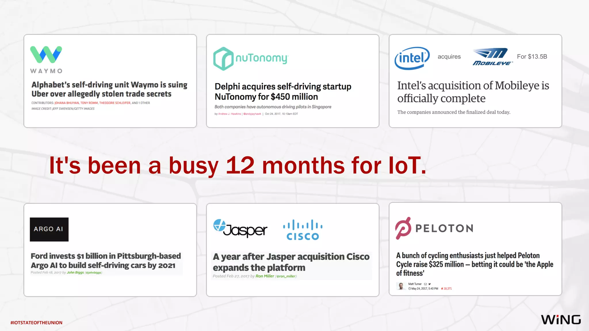 #IOTSTATEOFTHEUNION
It's been a busy 12 months for IoT.
acquires For $13.5B
 