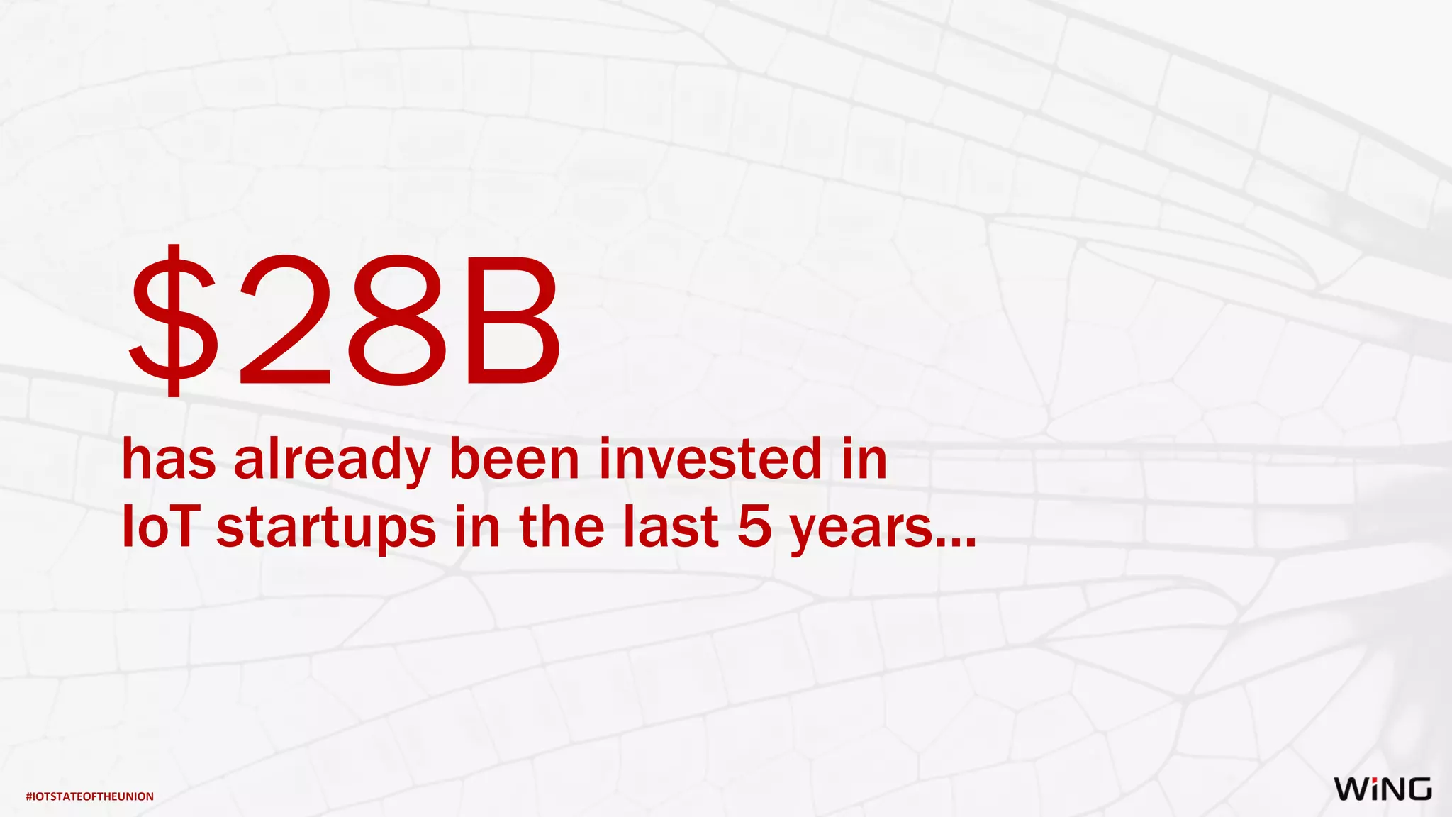 #IOTSTATEOFTHEUNION
has already been invested in
IoT startups in the last 5 years...
$28B
 