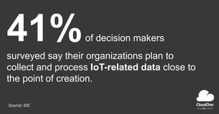 41%of decision makers
surveyed say their organizations plan to
collect and process IoT-related data close to
the point of ...