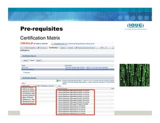 Pre-requisites
Certification Matrix
 