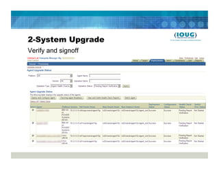 2-System Upgrade
Verify and signoff
 