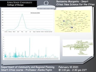 Beniamino Murgante - Smart
Cities: New Science for the Cities
Department of Community and Regional Planning
Smart Cities course - Professor Alenka Poplin
February 10 2021
@ 1:10 pm - 2:30 pm CST
 