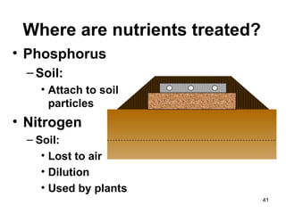 Where are nutrients treated? Phosphorus Soil:  Attach to soil particles Nitrogen Soil:  Lost to air Dilution Used by plants 