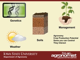 An overview of agronomy departments capabilities, what is being doing in international agriculture