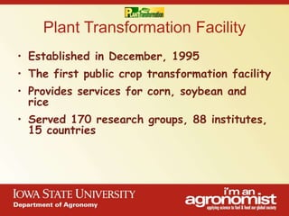 An overview of agronomy departments capabilities, what is being doing in international agriculture