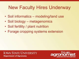 An overview of agronomy departments capabilities, what is being doing in international agriculture