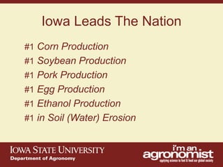 An overview of agronomy departments capabilities, what is being doing in international agriculture