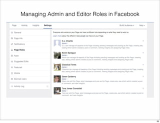 Managing Admin and Editor Roles in Facebook 
39 
 
