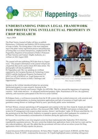 Understanding Indian legal framework for protecting intellectual property in crop research