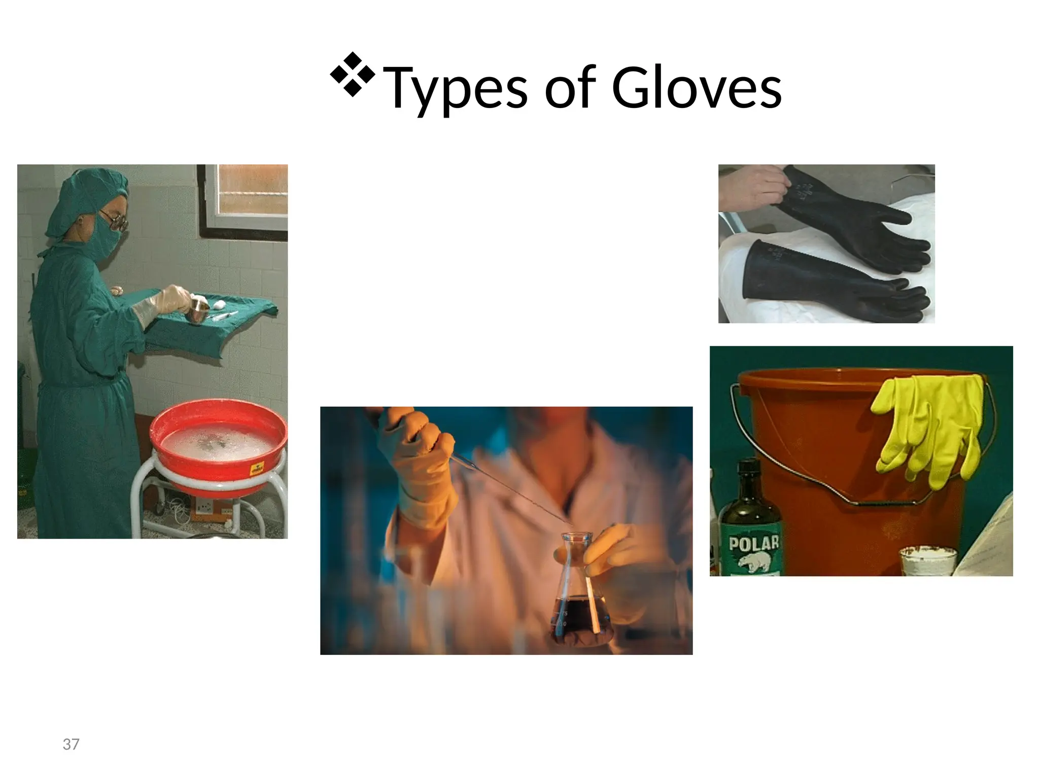 37
Types of Gloves
 