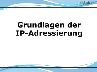 Grundlagen der
IP-Adressierung
 
