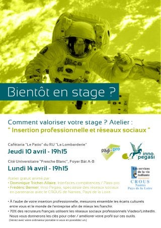 Atelier " Insertion professionnelle et réseaux sociaux " Nantes, 10 et 14 avril 2014