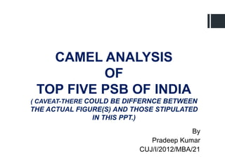 CAMEL ANALYSIS OF TOP FIVE PSB IN INDIA | PPTX