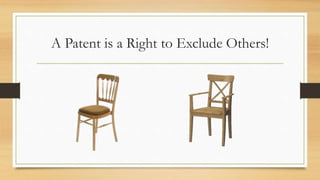 A Patent is a Right to Exclude Others!
 
