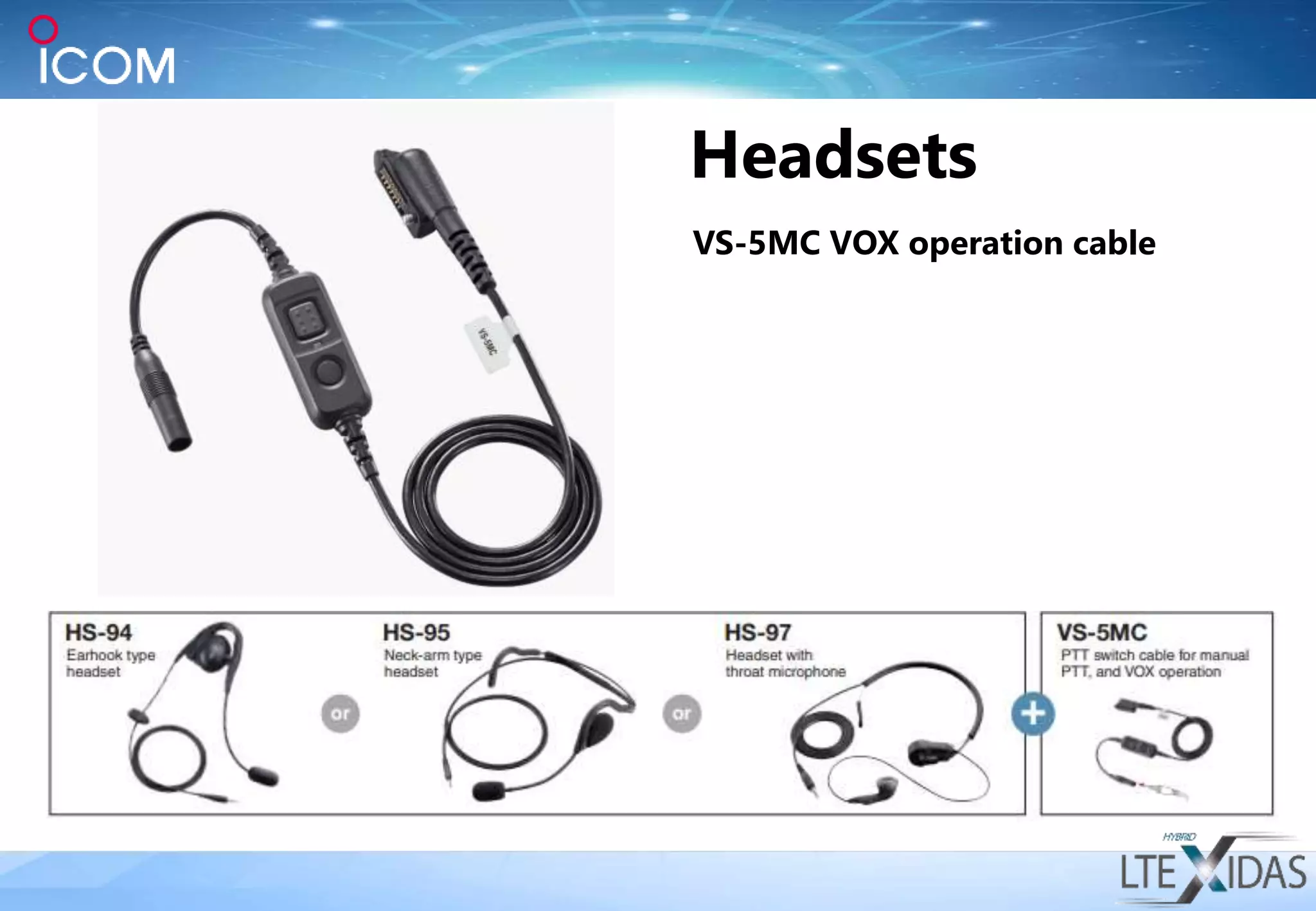 VS-5MC VOX operation cable
Headsets
 