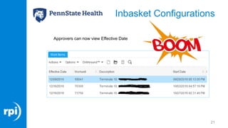Inbasket Configurations
21
Approvers can now view Effective Date
 
