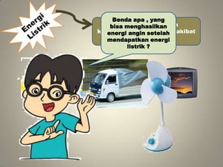 Benda apa , yang
Energi Listrik adalah
bisa menghasilkan
kemampuan yang terjadi akibat
energi angin setelah
adanya arus listrik
mendapatkan energi
listrik ?

 