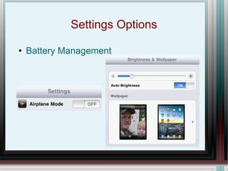 Settings Options Battery Management 