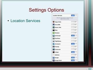 Settings Options Location Services 