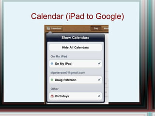Calendar (iPad to Google) 
