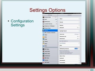 Settings Options Configuration  Settings 
