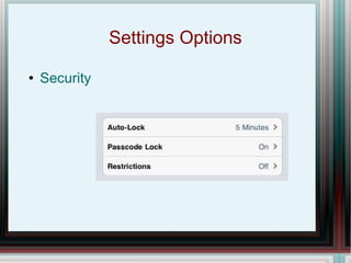 Settings Options Security 