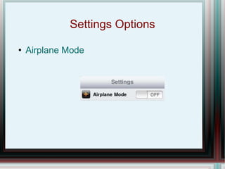 Settings Options Airplane Mode 