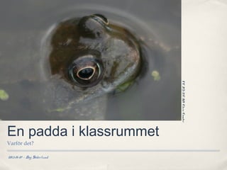 CC BY-NC-SA Chris Coomber
En padda i klassrummet
Varför det?

2013-01-07 – Dag Söderlund
 