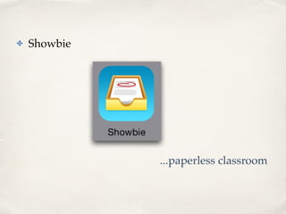 ✤ Showbie 
...paperless classroom 
 