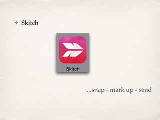✤ Skitch 
...snap - mark up - send 
 