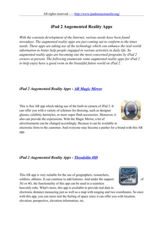 Ipad 2 augemented reality apps